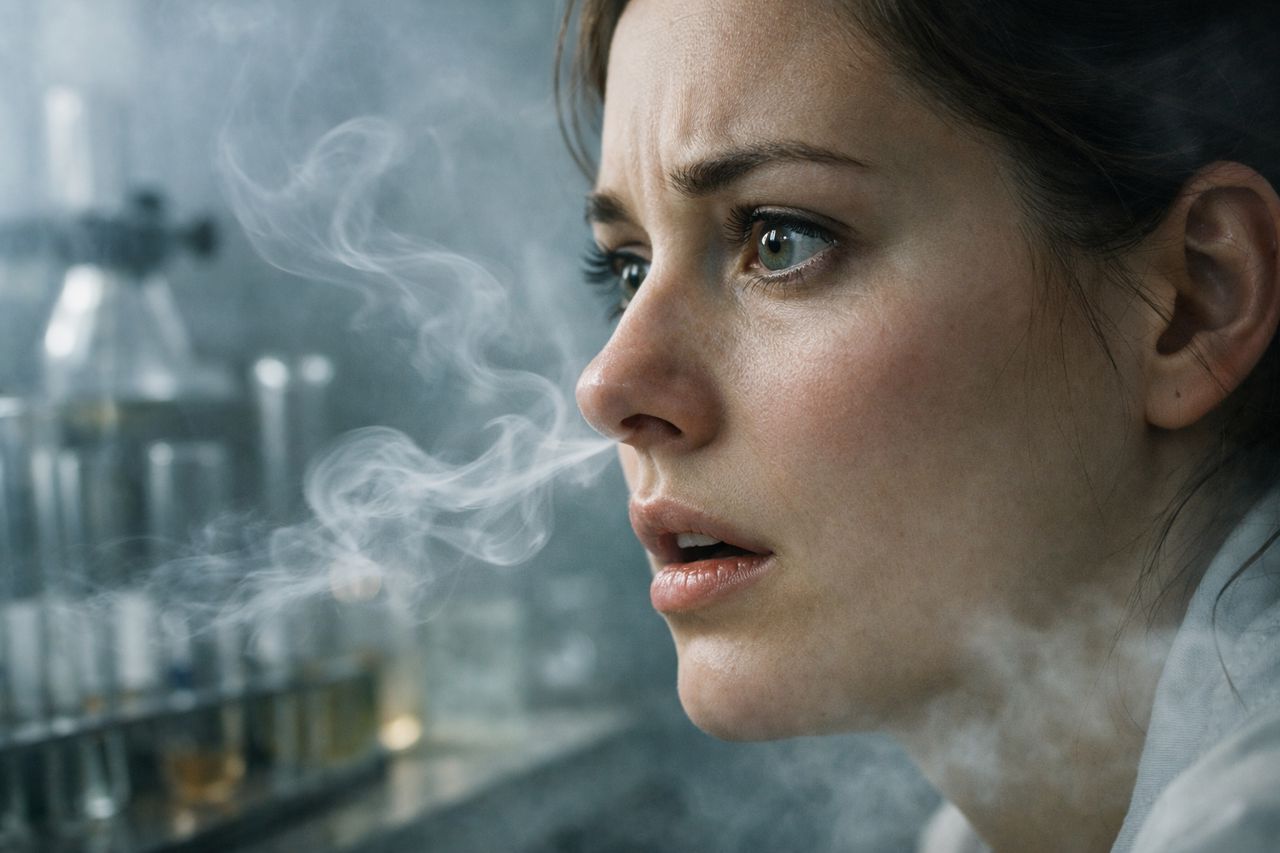 Artistic visualization of humans detecting emotional fear signals through scent