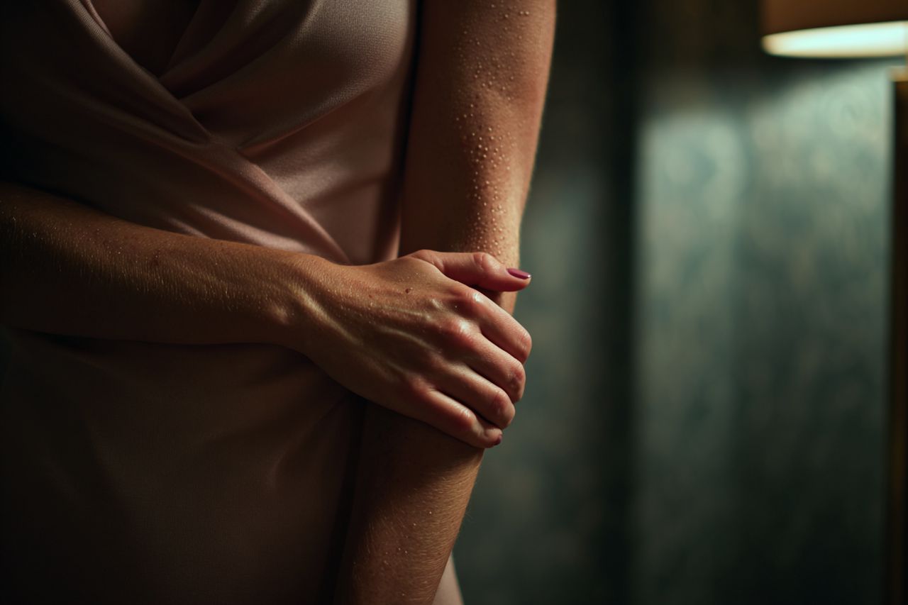 Digital illustration of goosebumps as an evolutionary leftover response on human skin