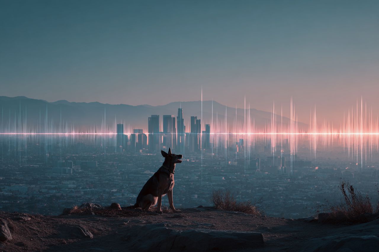 Digital illustration of animals sensing underground seismic waves before an earthquake